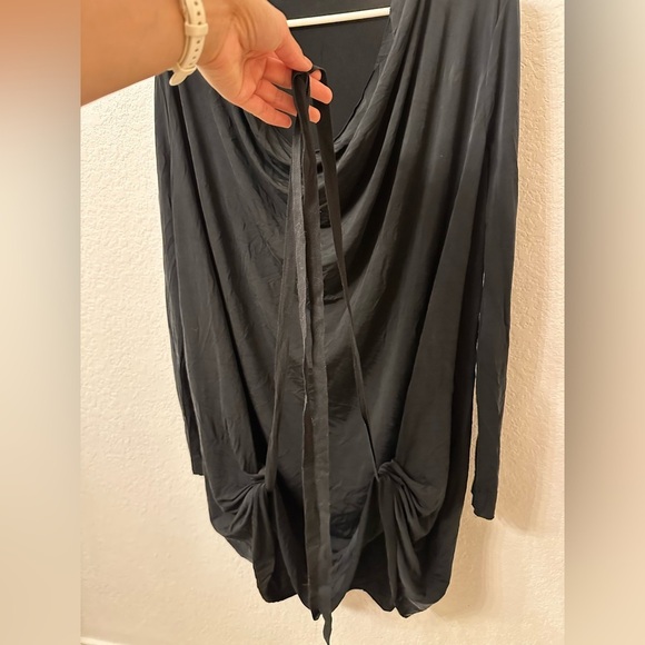 Allsaints Amei Draped Long Sleeve Minidress Size US4 Black - Picture 7 of 9